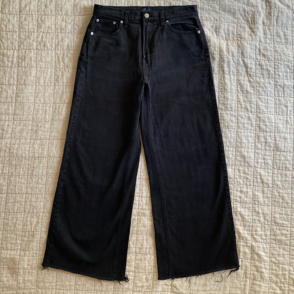 Black Gap wide leg frayed jeans